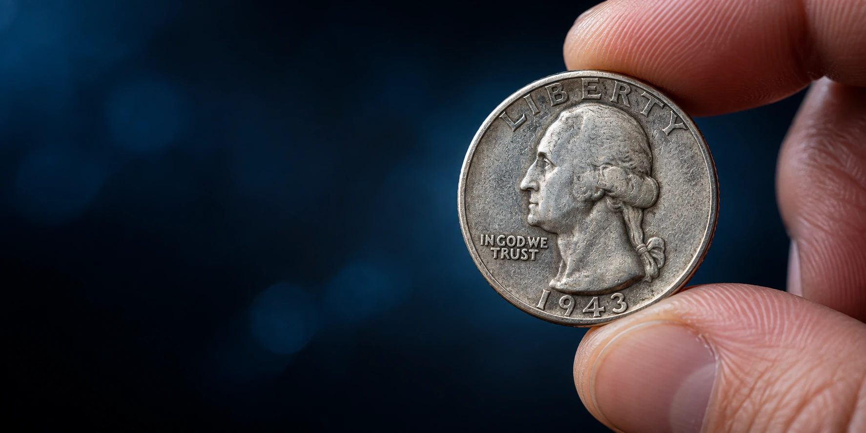 A collector holding a coin for identification