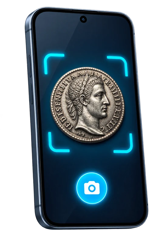 Coin scanner shown on an Android phone