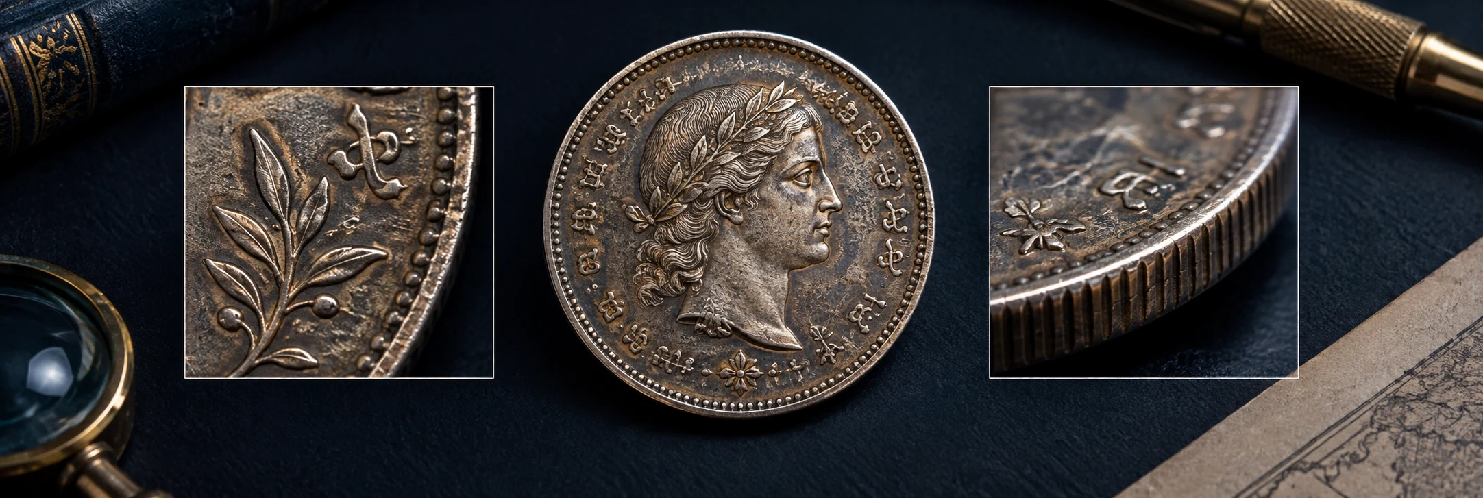 National-side details, year, and small marks being compared on a coin