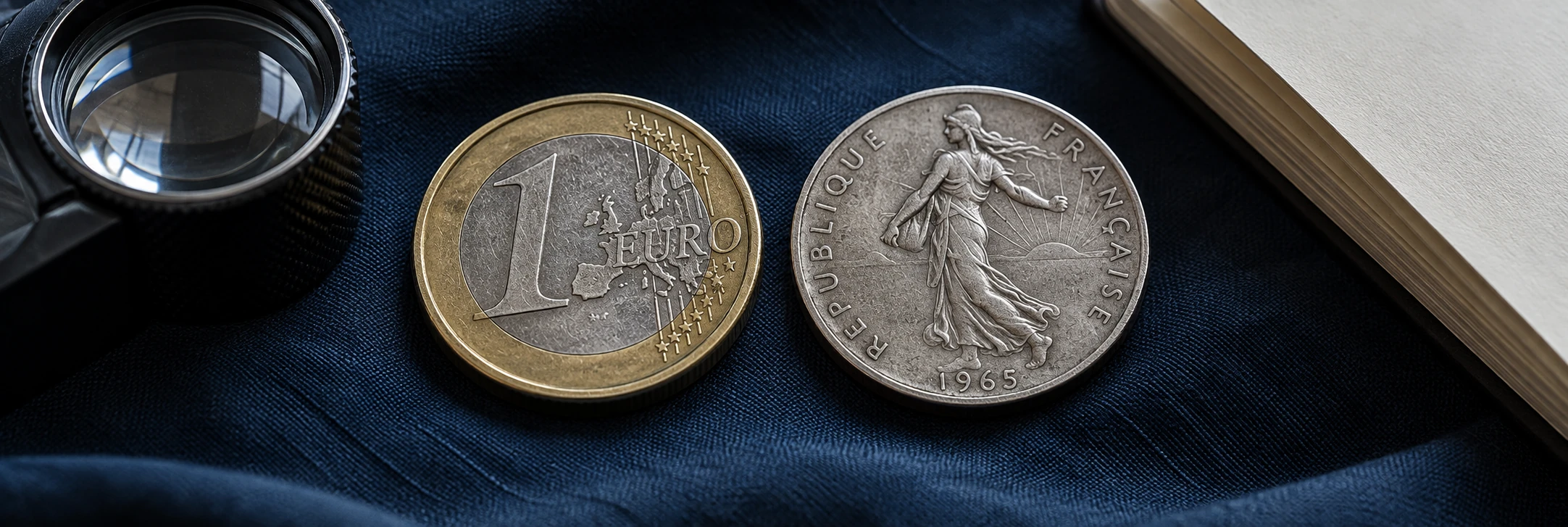 French coin portrait, Marianne, Sower, tree design, date, and national details being compared