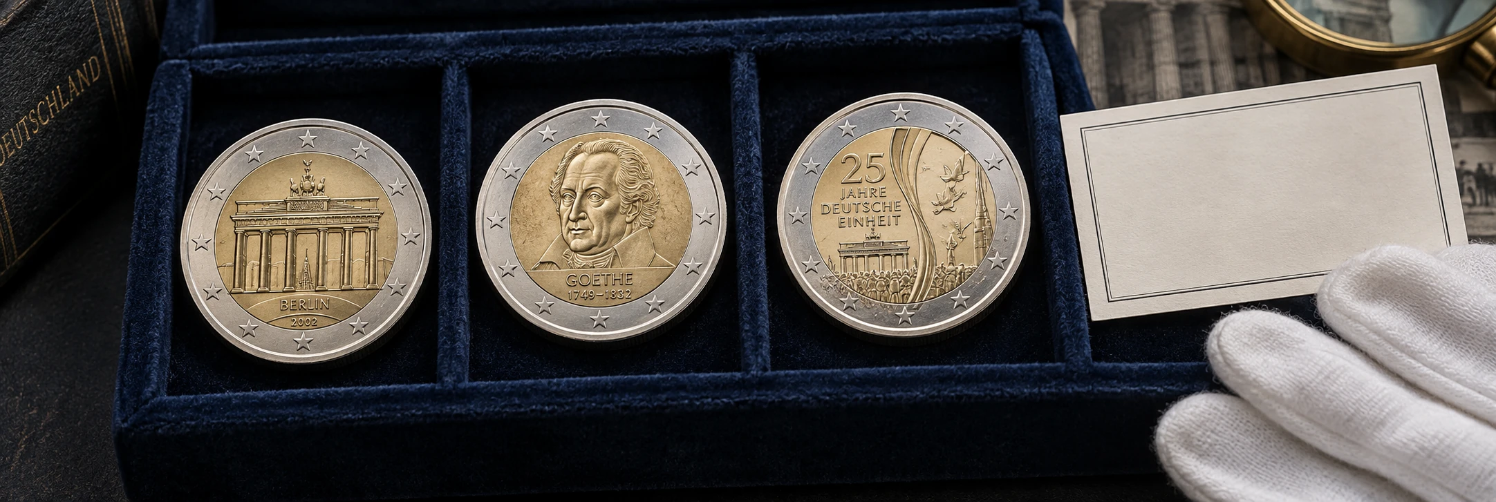 German commemorative euro and historic mark designs compared with a structured identification record