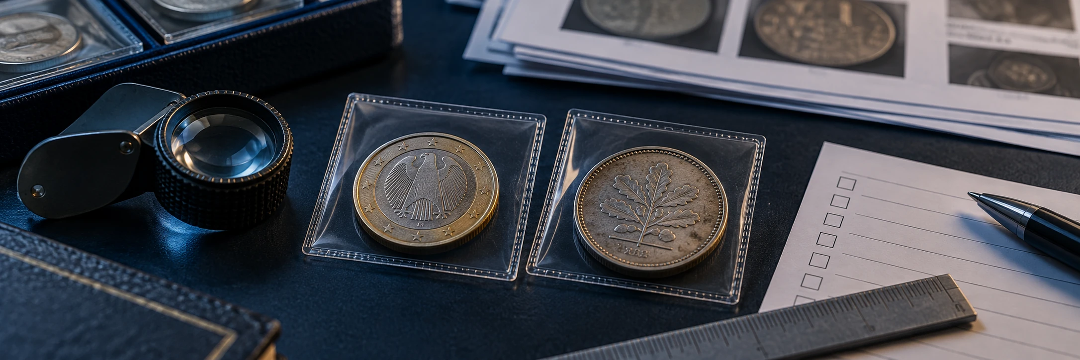 German coin research using condition notes and comparable market records