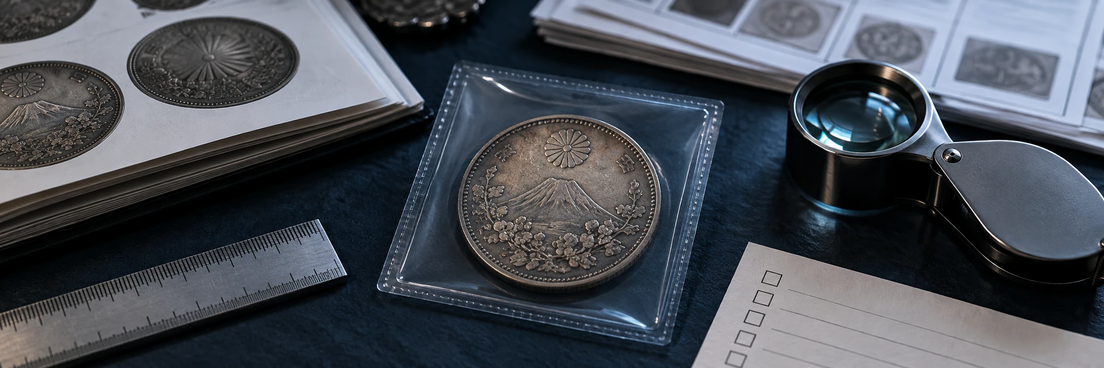 Japanese coin research using catalog records and completed market sales