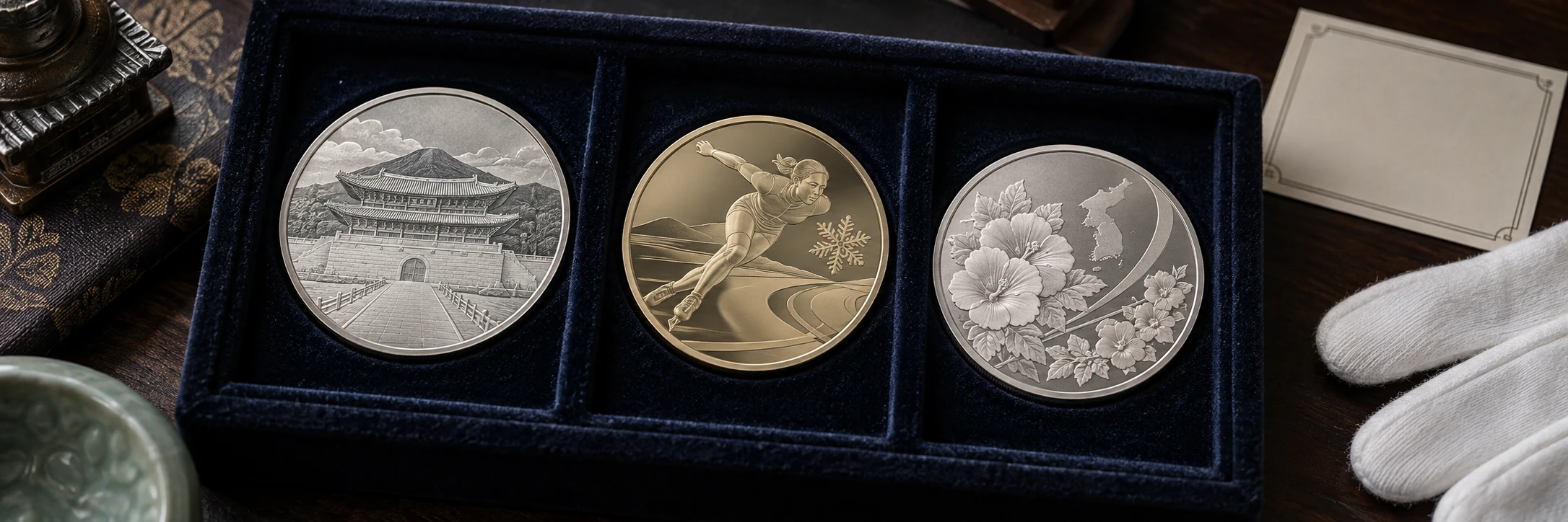 Korean commemorative coin design compared with a structured identification record
