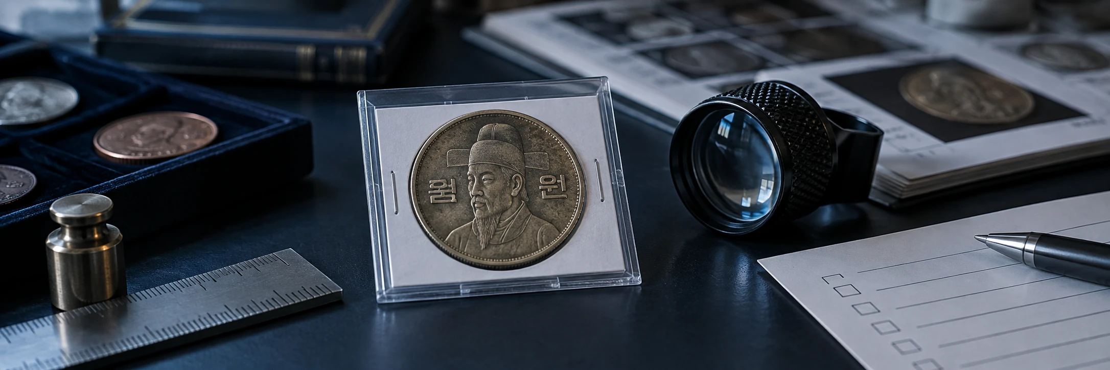 Korean coin research using condition notes and comparable market records