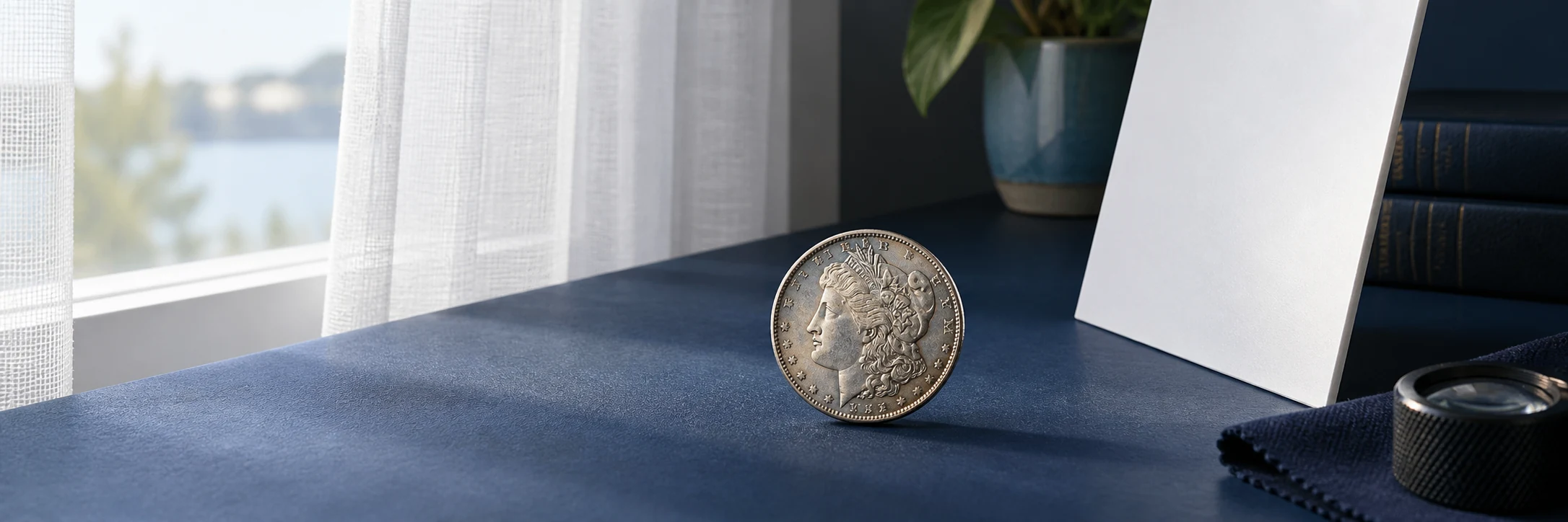 Coin photographed with soft window light and a reflector