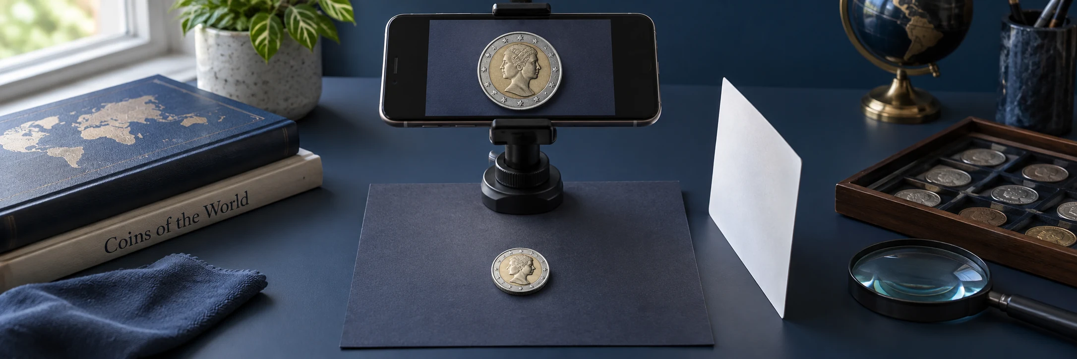 Coin photographed beside a ruler and scale for size, weight, and edge checks