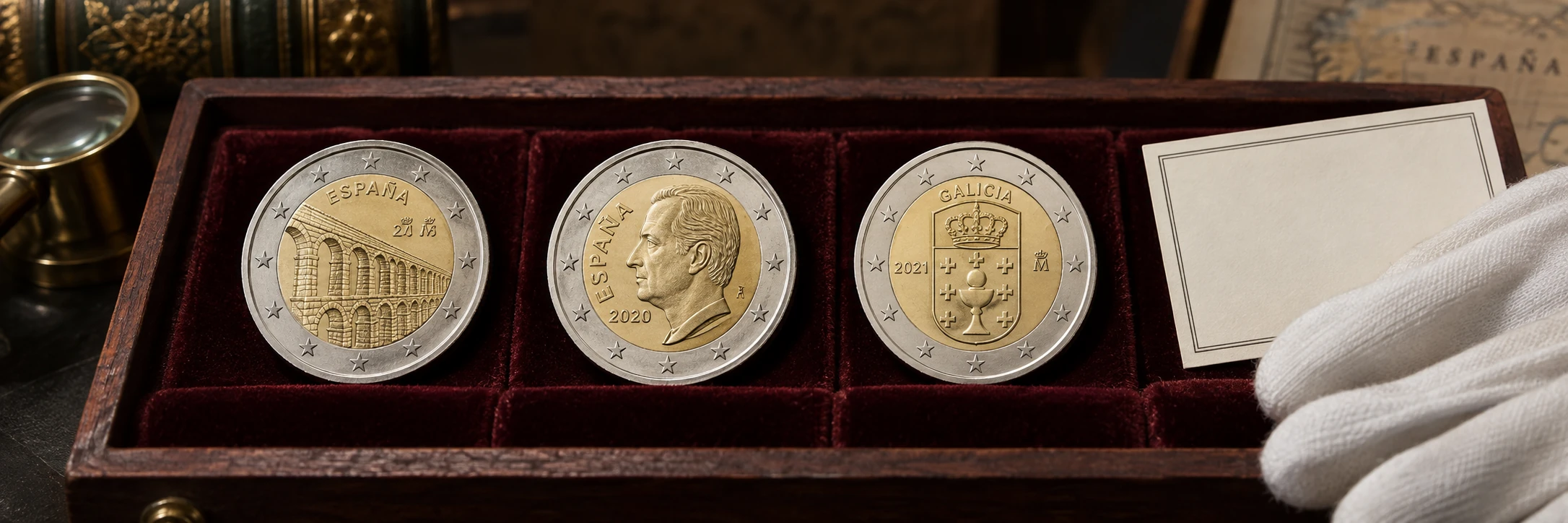 Spanish commemorative euro and historic coin design compared with a structured identification record