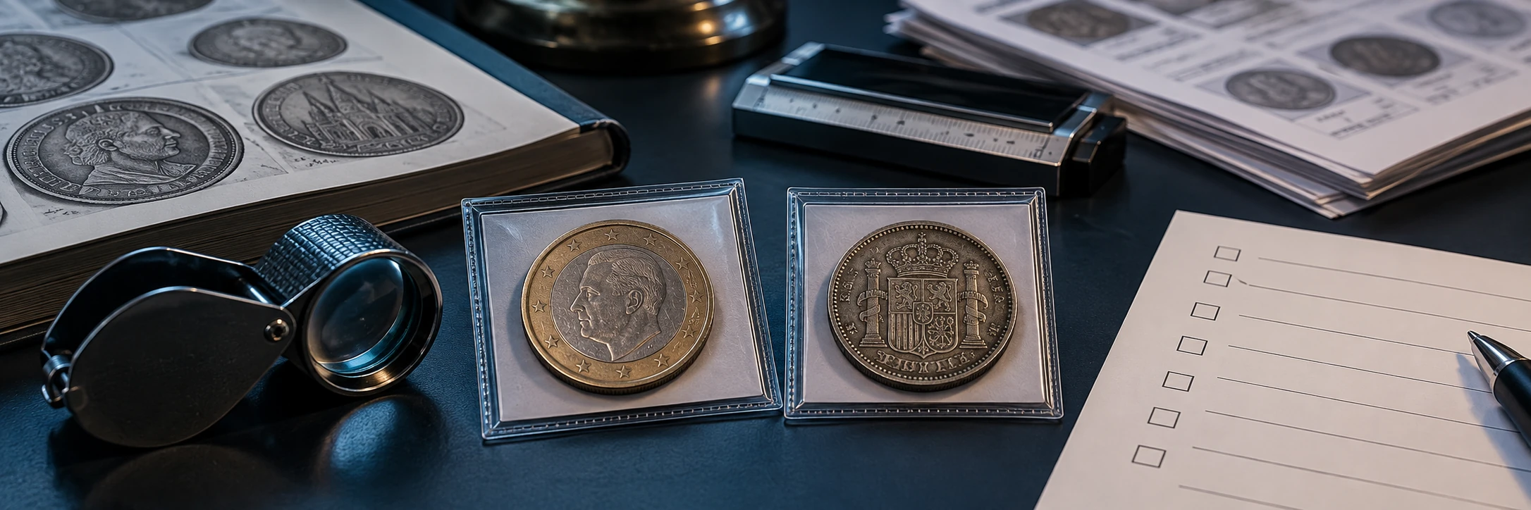 Spanish coin research using condition notes and comparable market records