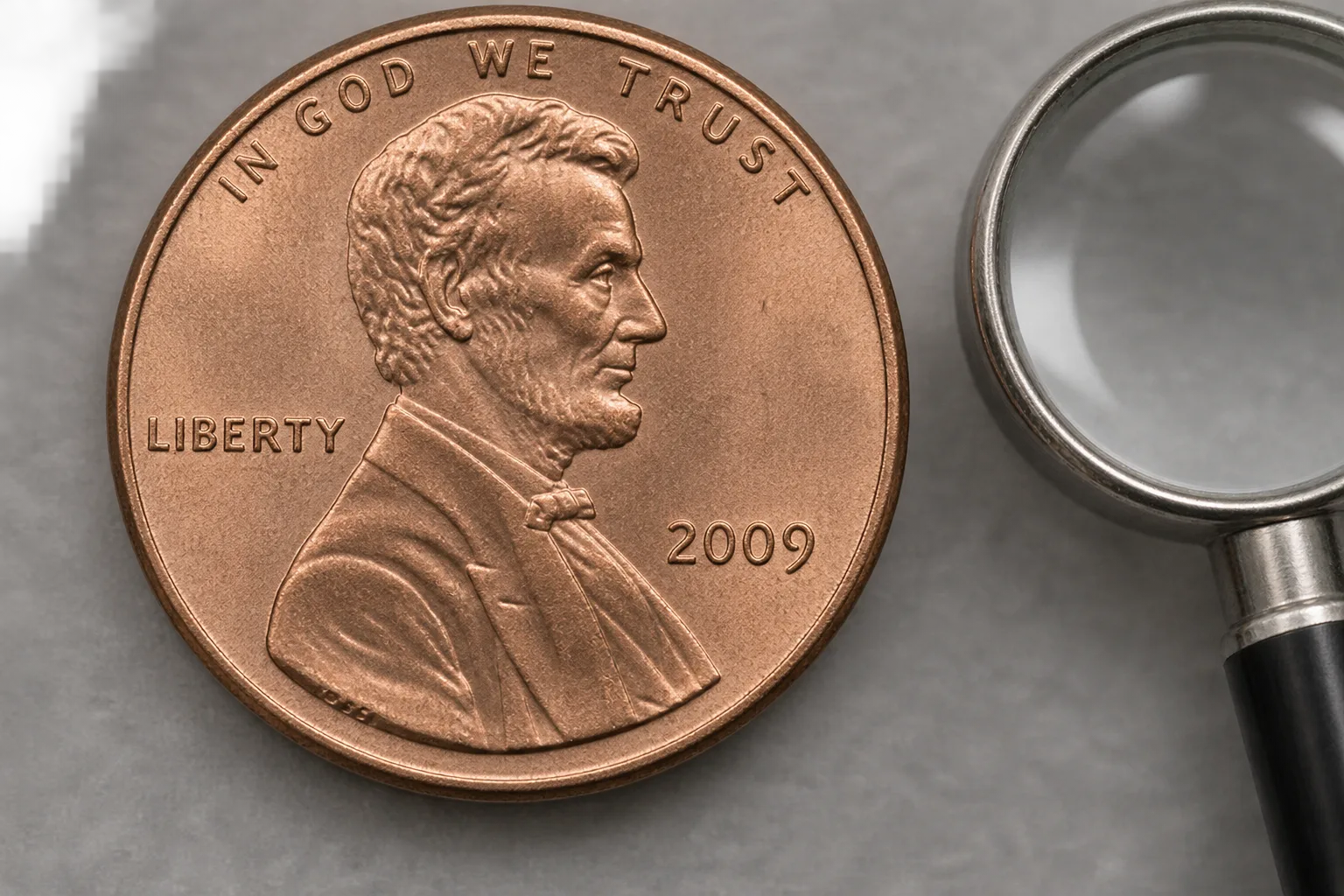 2009 Lincoln penny with no mint mark below the date