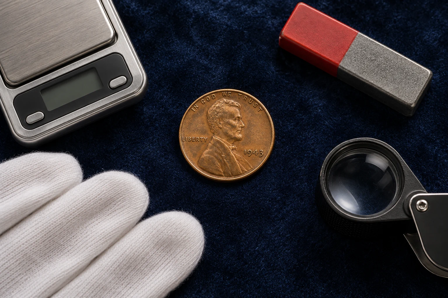 1943 Bronze Penny inspection setup