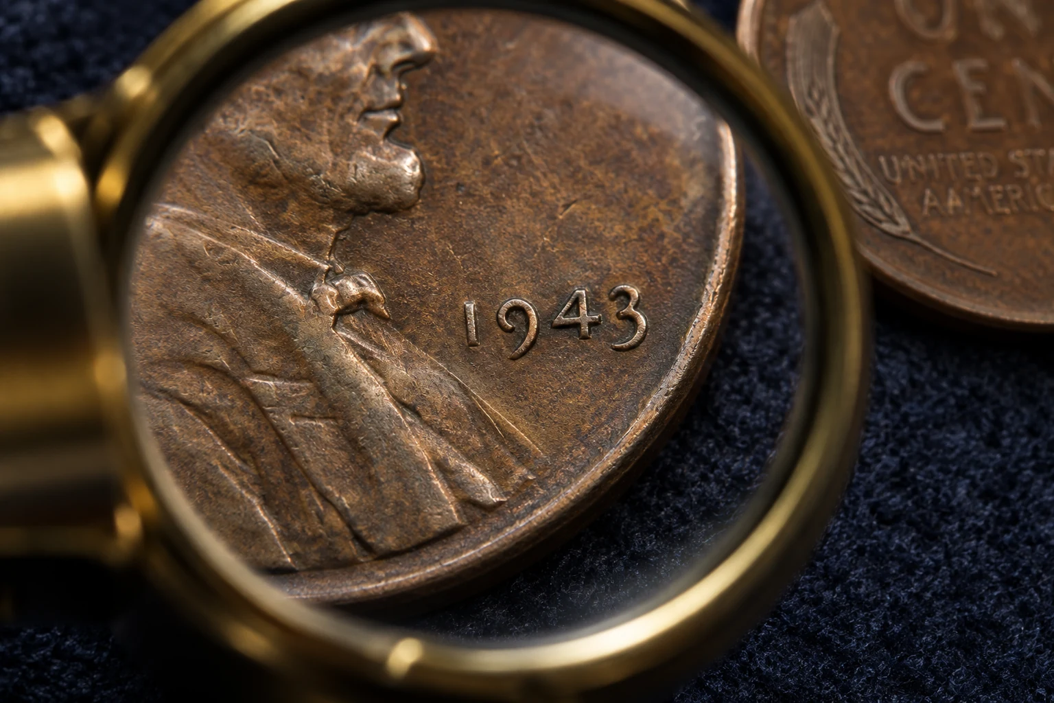 1943 Bronze Penny mint mark location