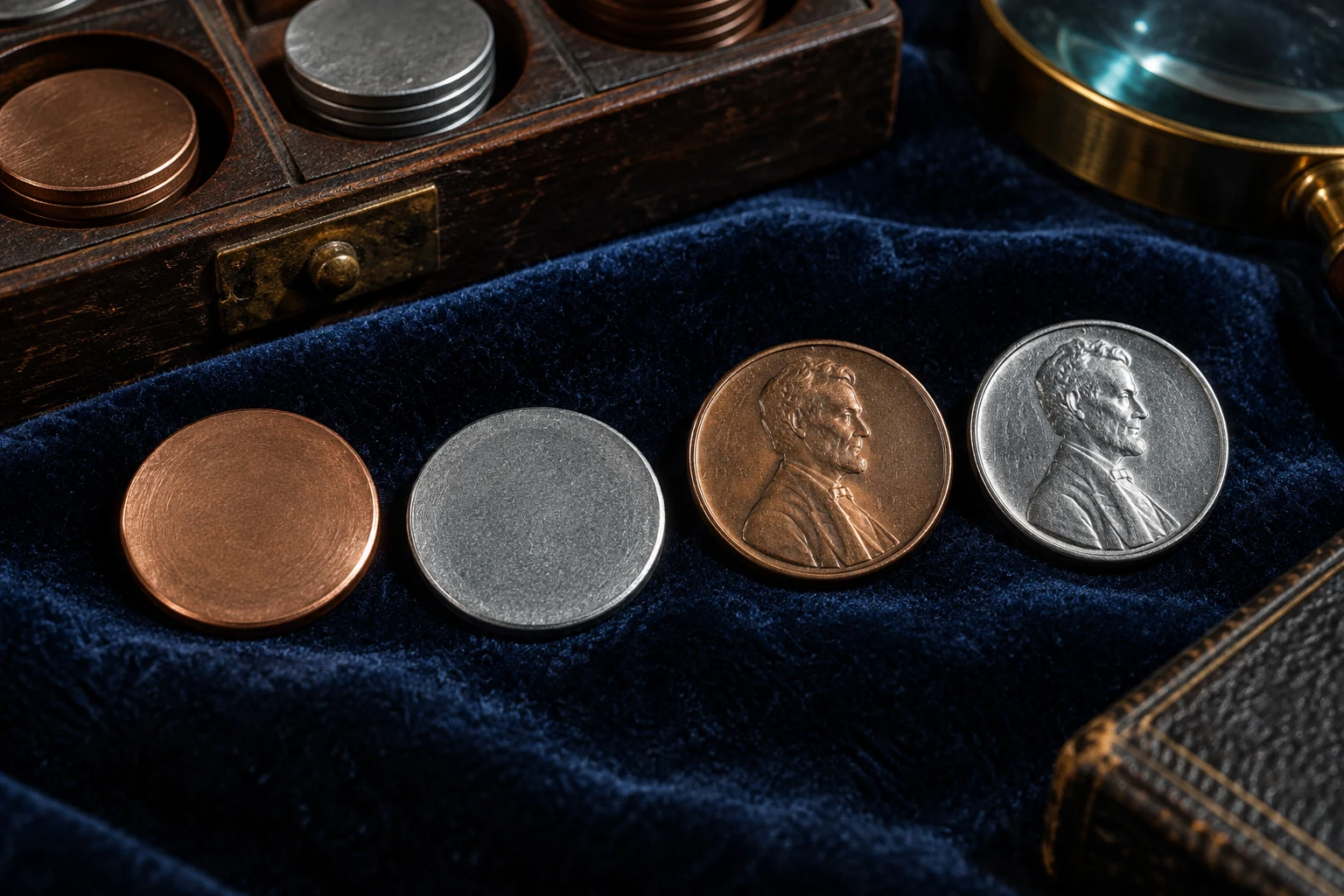 Bronze and steel cent blanks from 1942–1943