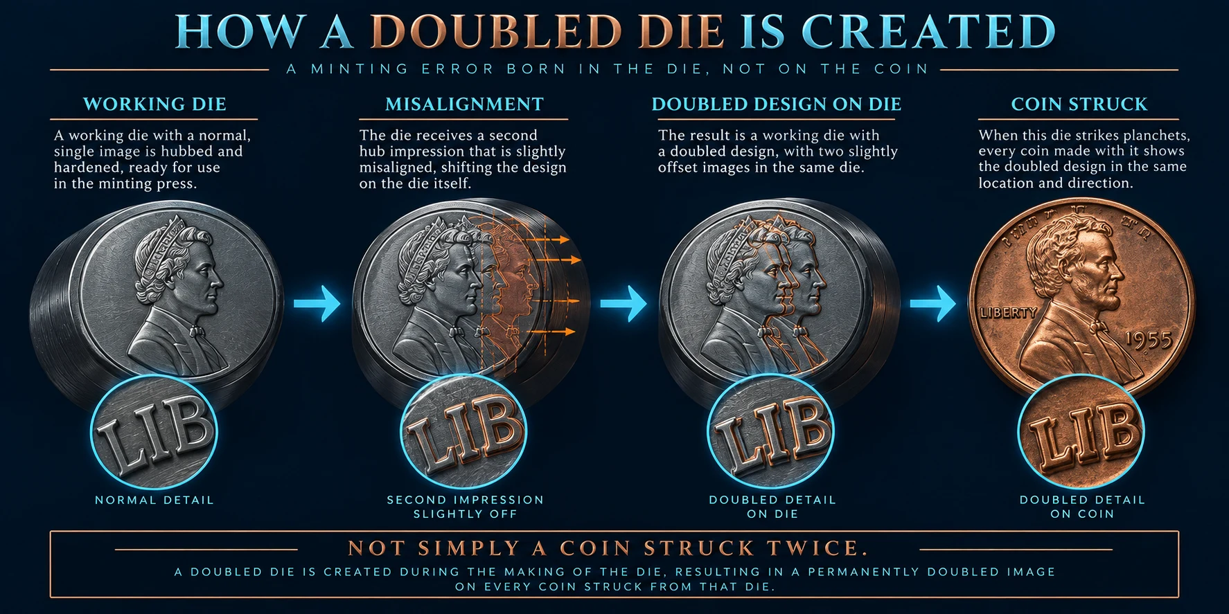 How a 1958 Doubled Die was created on the working die