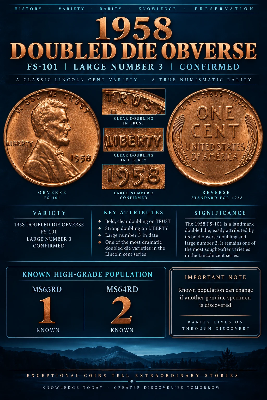 How rare is the 1958 Doubled Die Penny, three confirmed examples