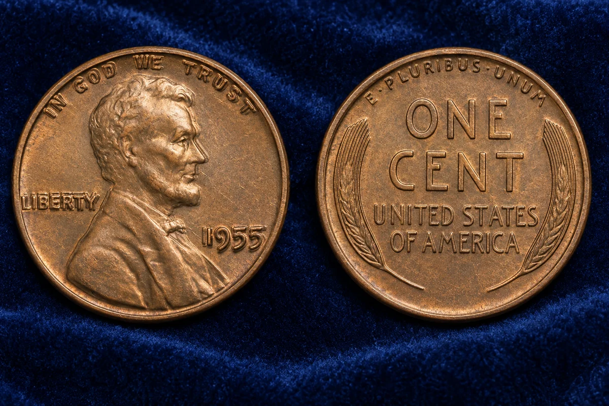 1955 Double Die Penny obverse and reverse
