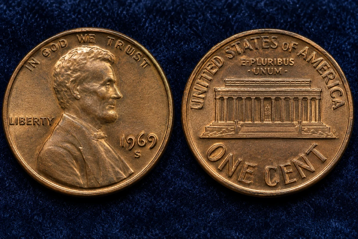 1969-S Doubled Die Penny obverse and reverse
