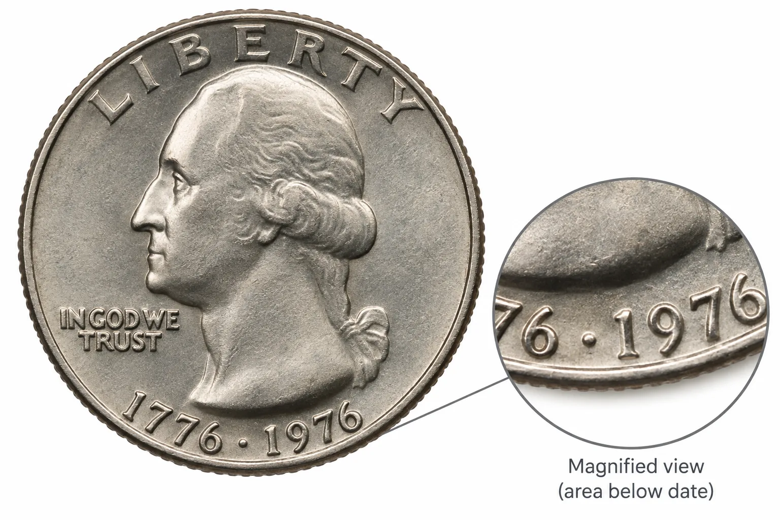1776-1976 Philadelphia Bicentennial Quarter with no mint mark