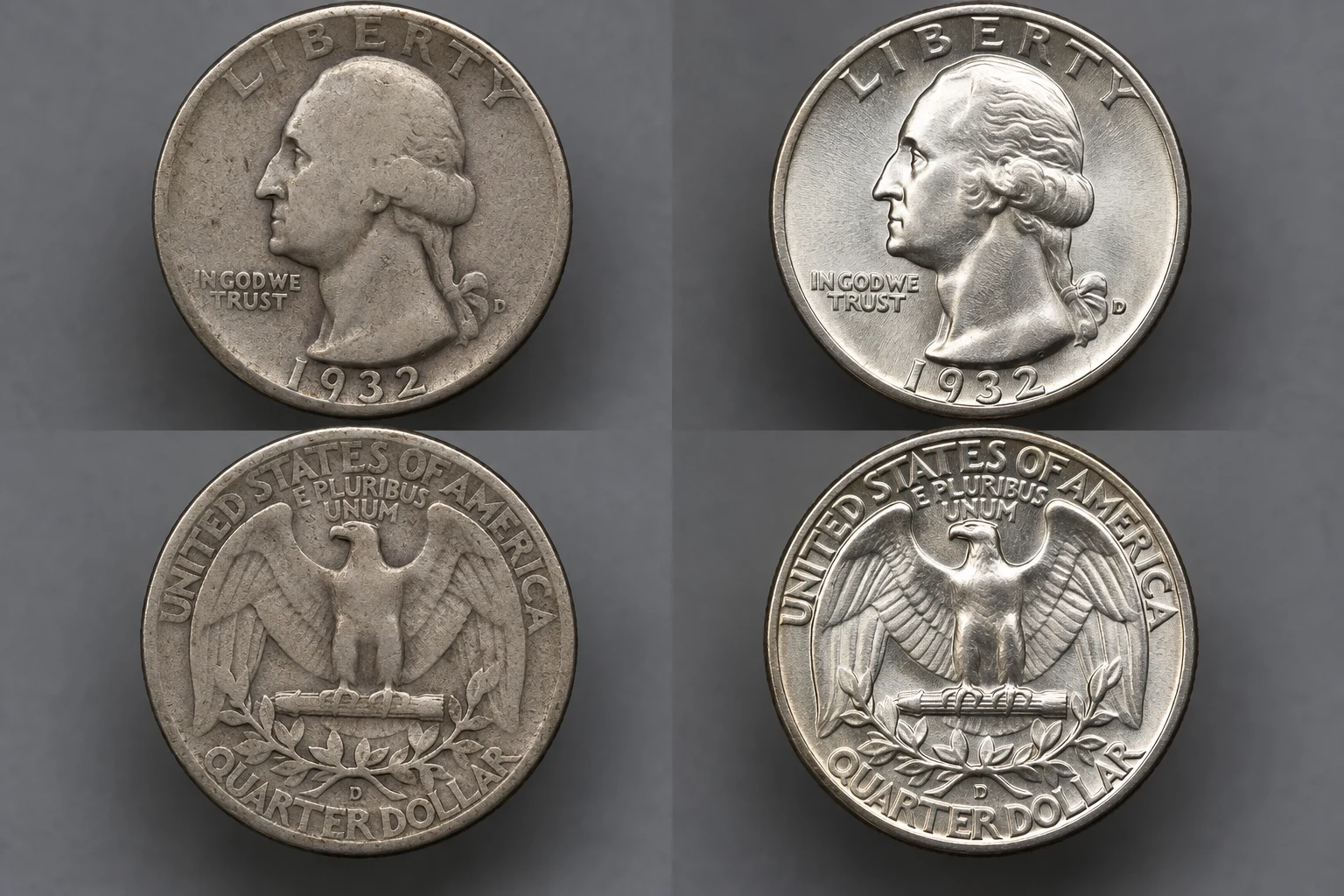 circulated and Mint State 1932-D quarter reference