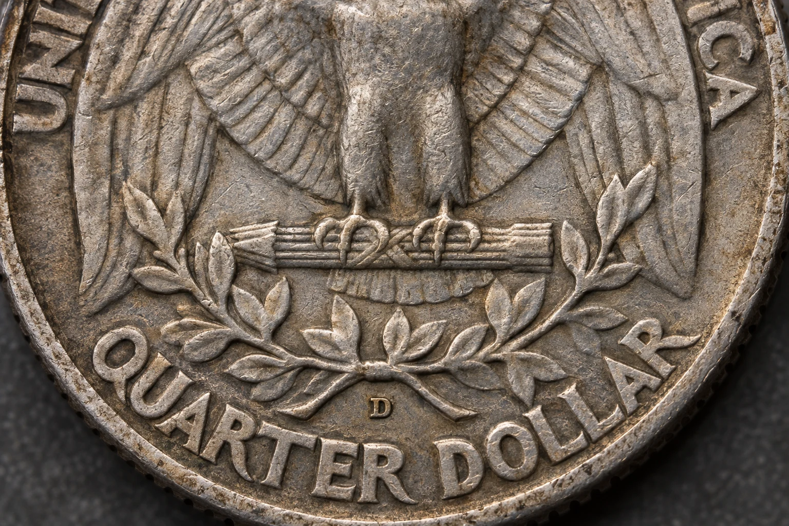 D mint mark on 1932 Washington quarter reverse