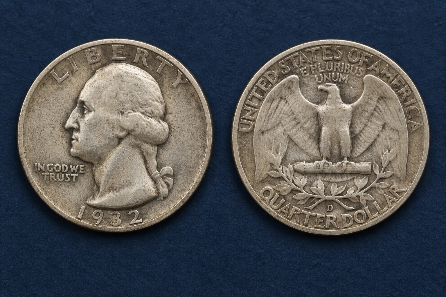 1932-D Washington quarter obverse and reverse reference image