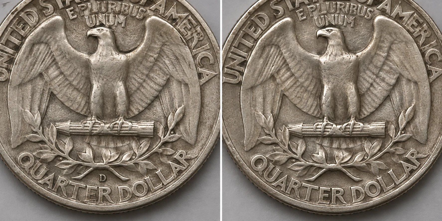 1932-D and Philadelphia 1932 quarter comparison