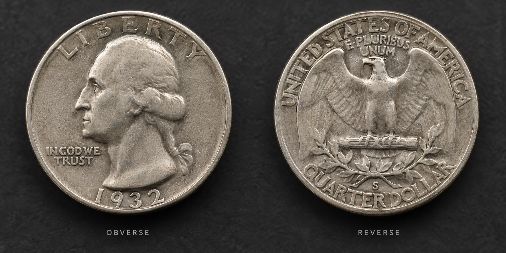 1932-S Washington quarter obverse and reverse educational reference