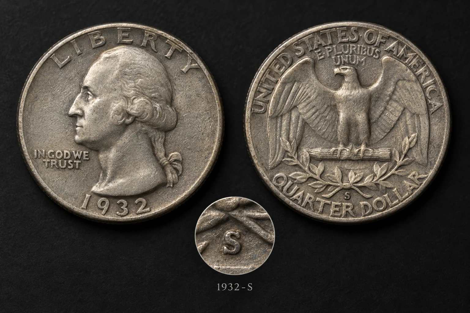 1932-S Washington quarter obverse and reverse