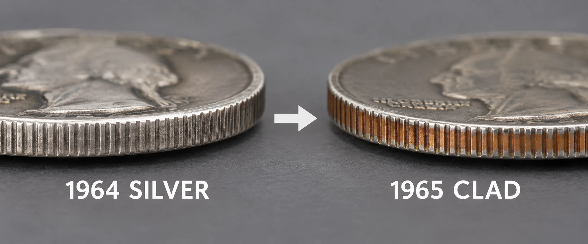 1964 silver quarter to 1965 clad quarter transition