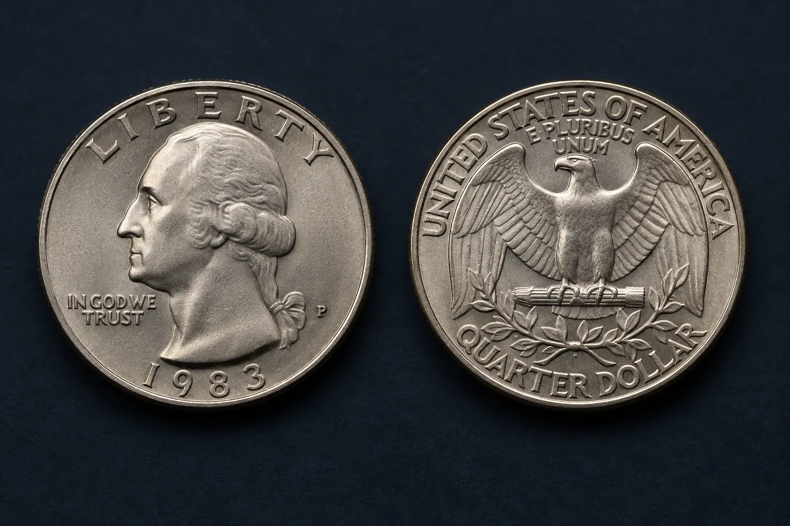 1983-P Washington quarter clean obverse and reverse editorial reference