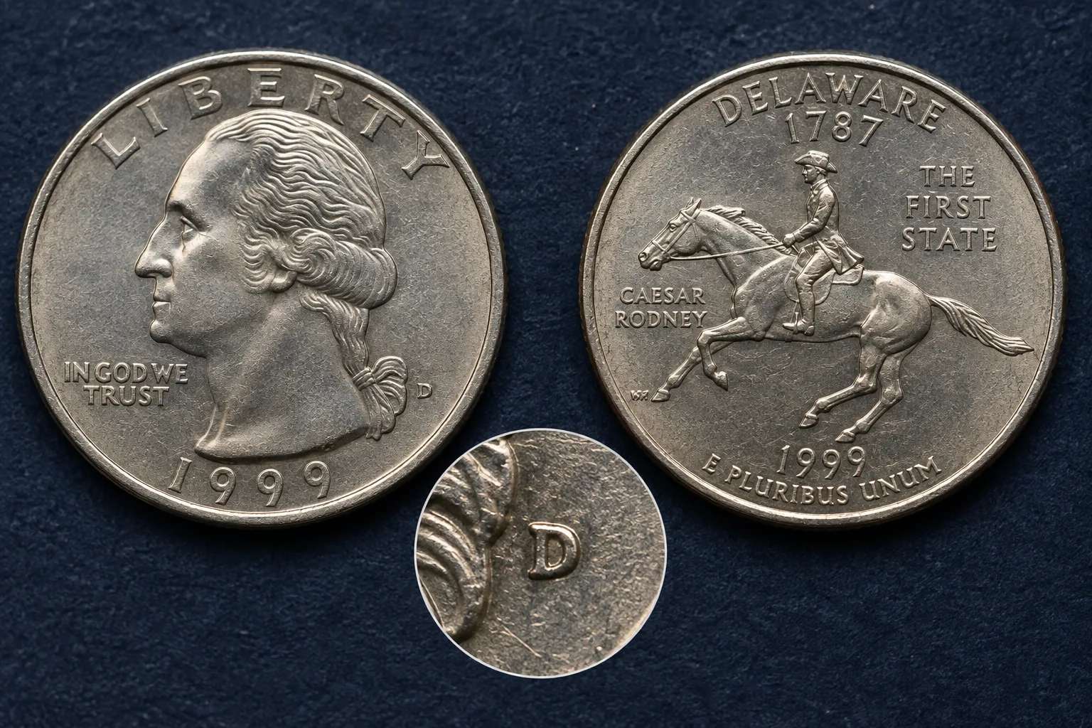1999-D Delaware Quarter obverse and Caesar Rodney reverse