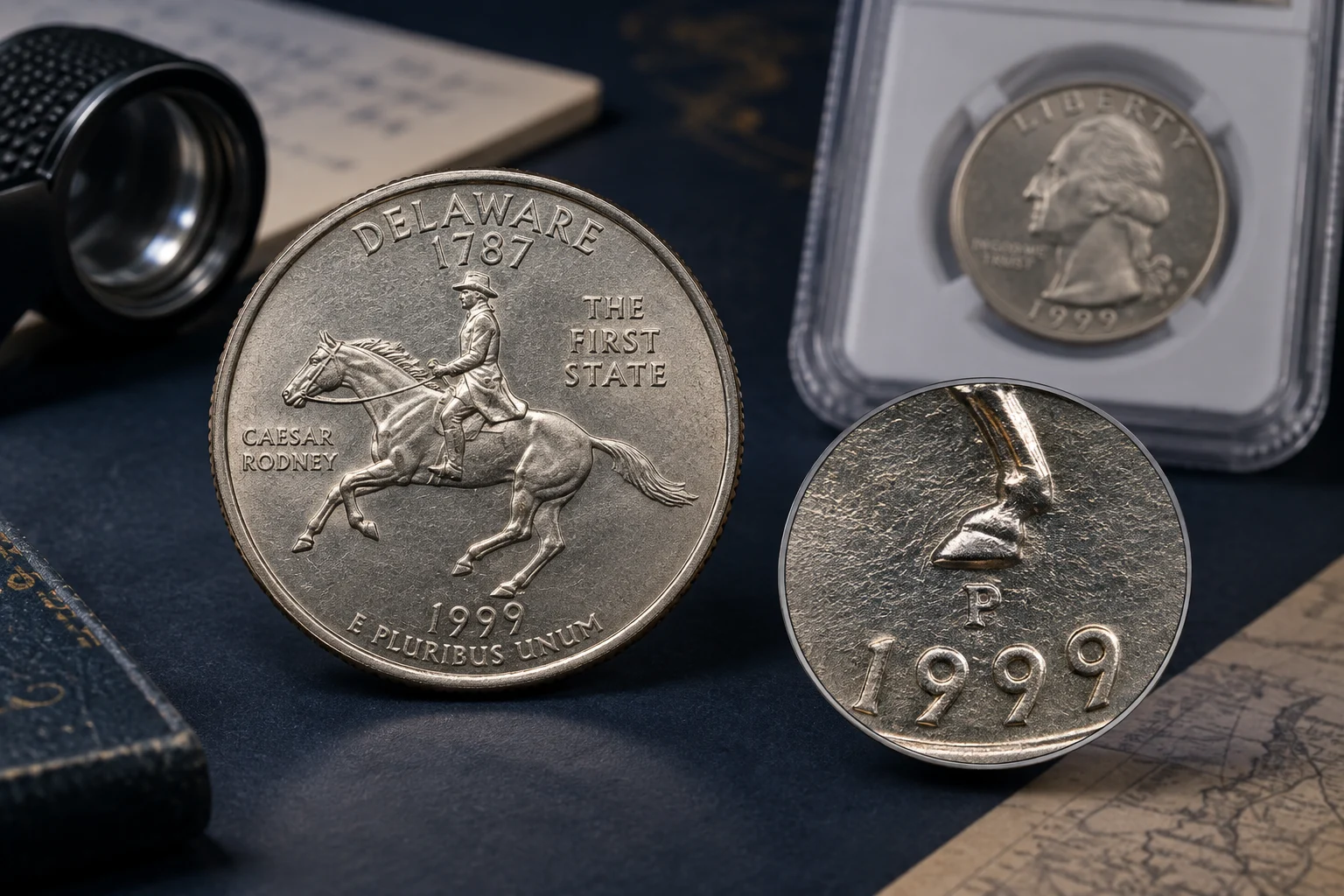 1999 Delaware Quarter identification flow by date mint design and condition