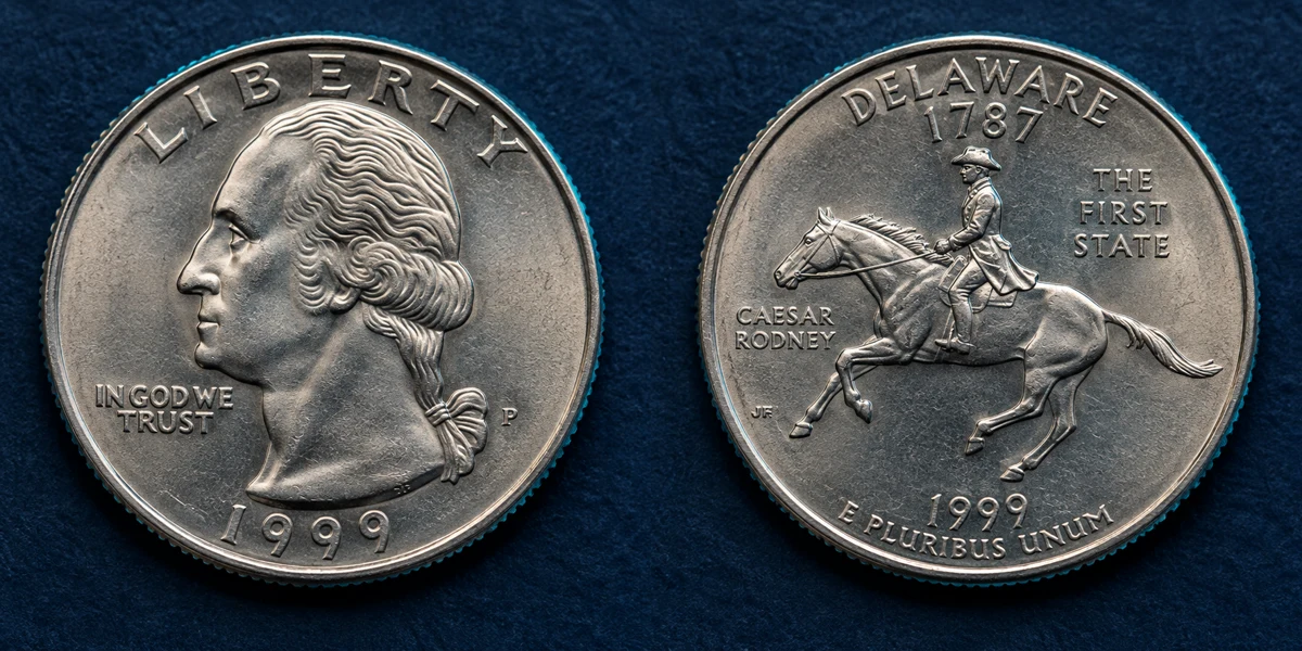 1999 Delaware Quarter with Caesar Rodney reverse