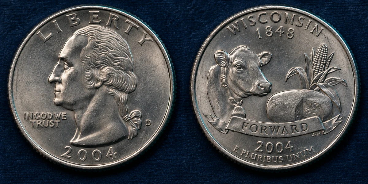 2004-D Wisconsin Quarter obverse and reverse