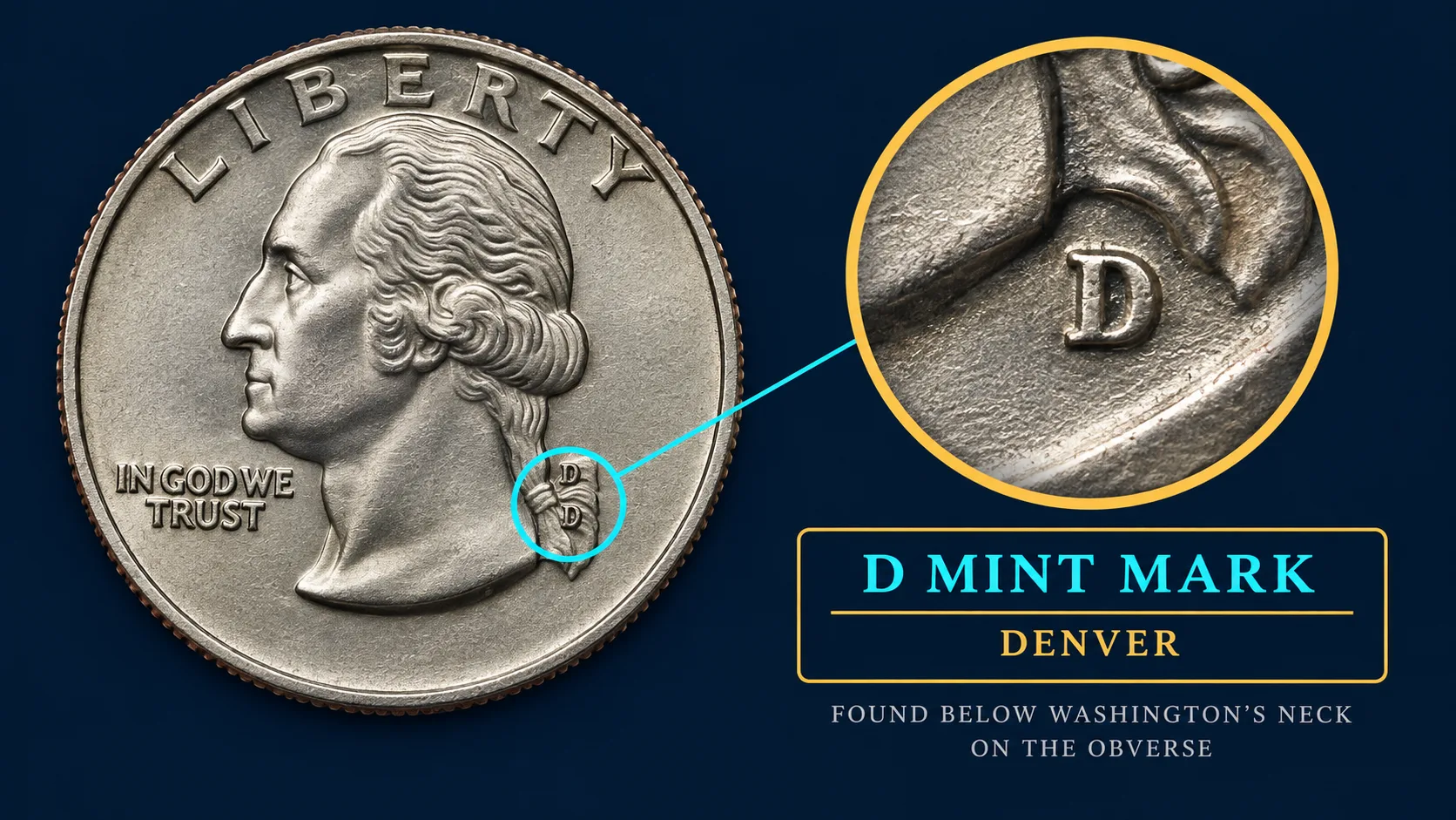 D mint mark location on a 2004-D Wisconsin Quarter