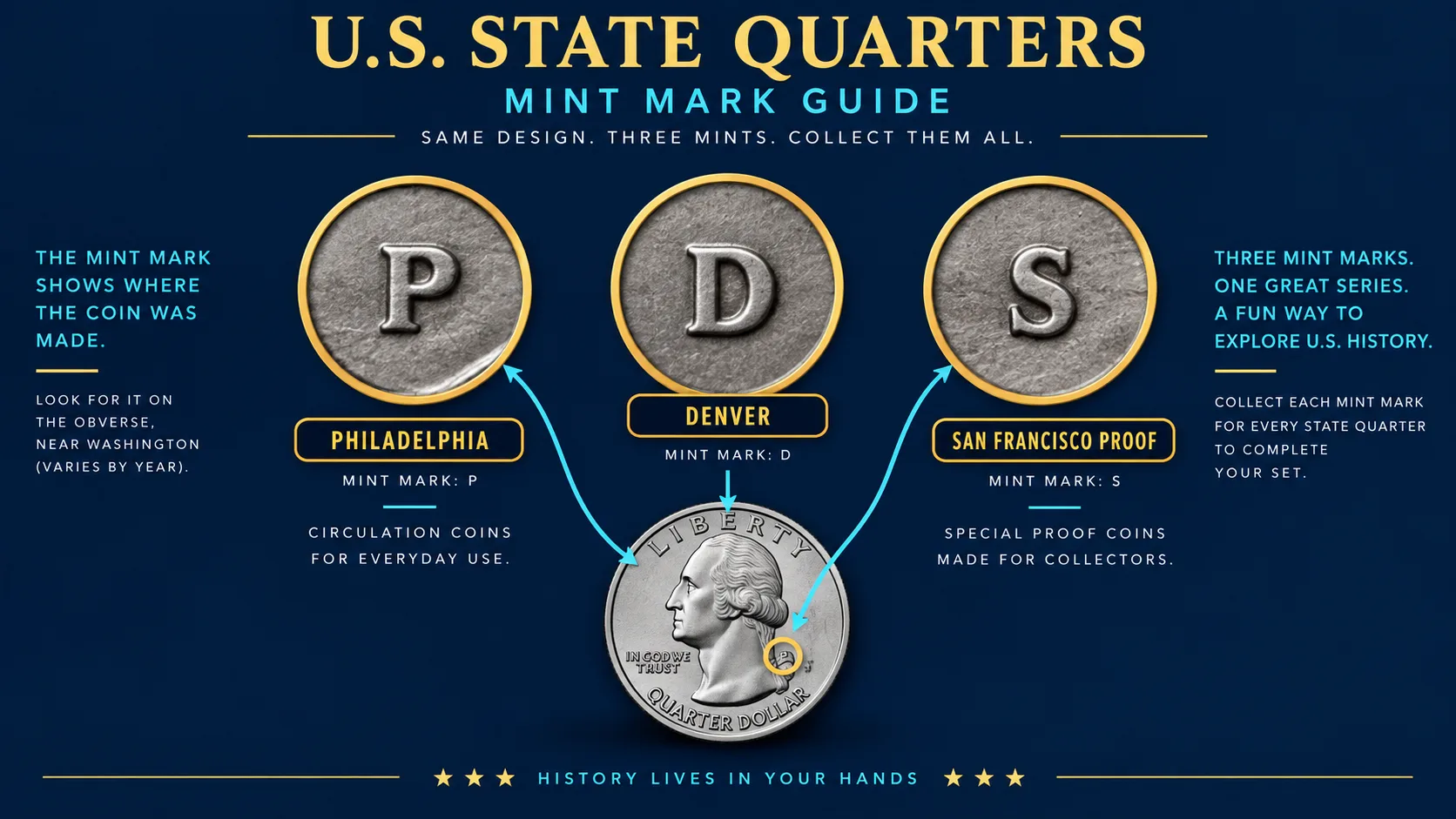 P D and S mint mark guide for the 2005 Kansas Quarter
