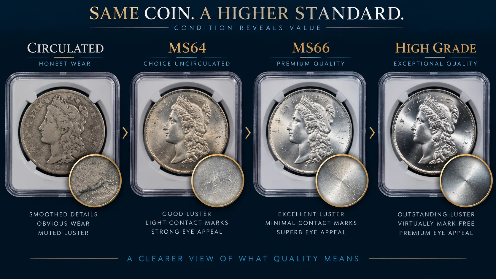 2005 Kansas Quarter circulated to high grade condition progression
