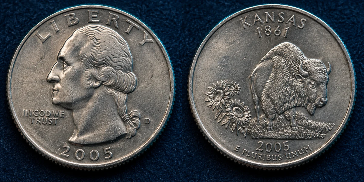 2005 Kansas State Quarter with bison reverse