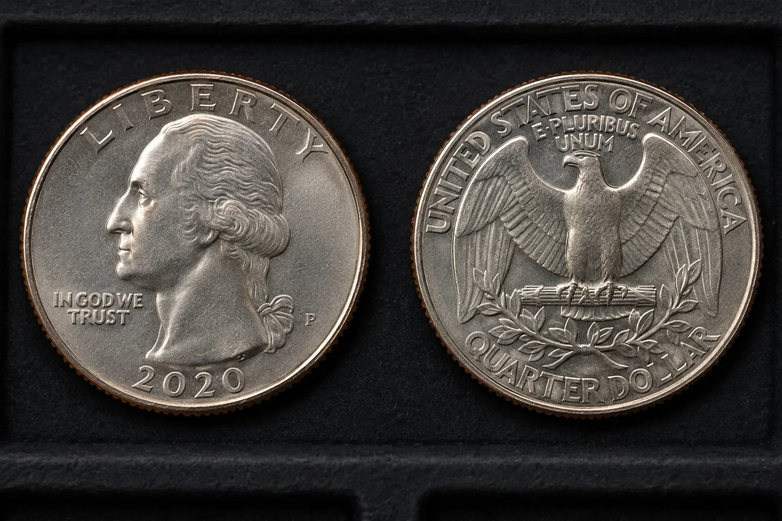 Editorial obverse and reverse orientation for a 2020 W V75 quarter