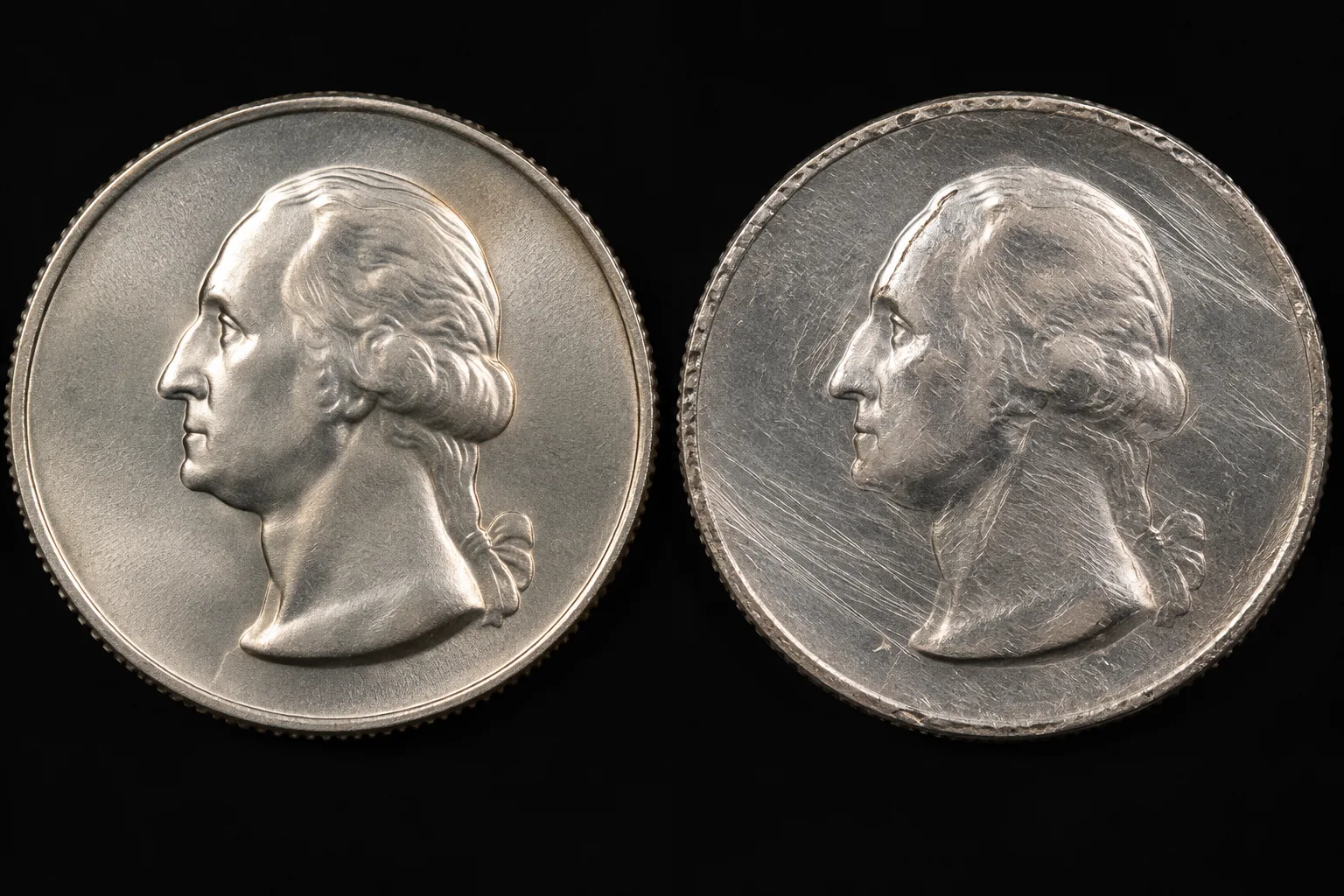 Educational comparison of original and polished damaged quarter surfaces