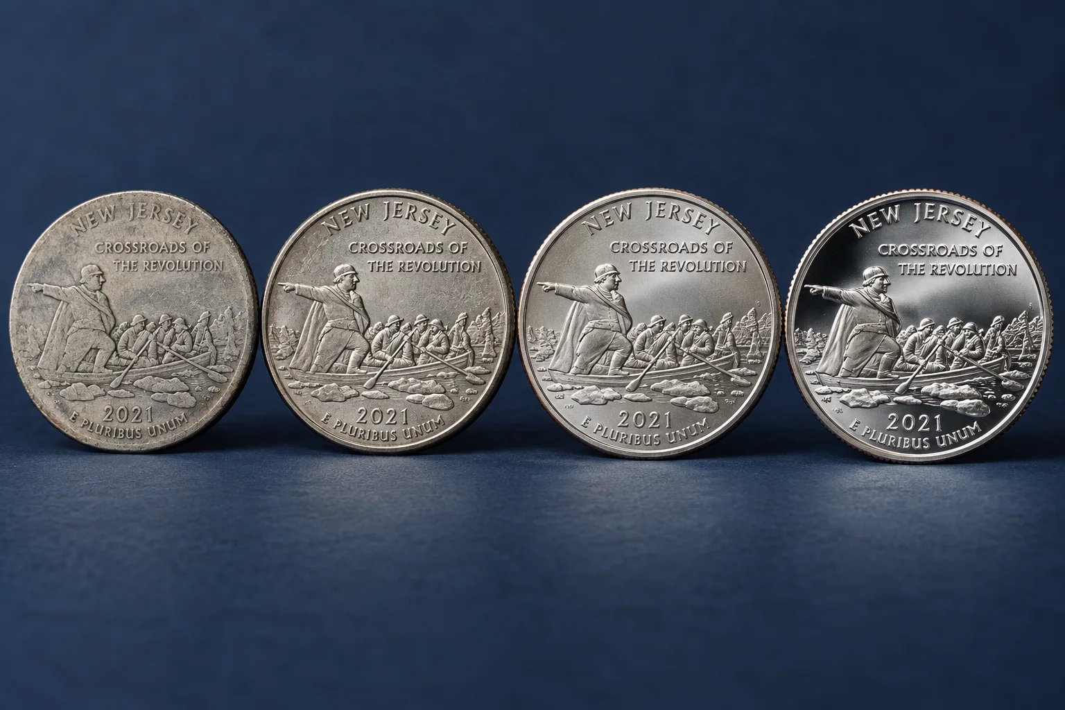 Editorial 2021 Crossing the Delaware quarter grade progression from circulated to Mint State