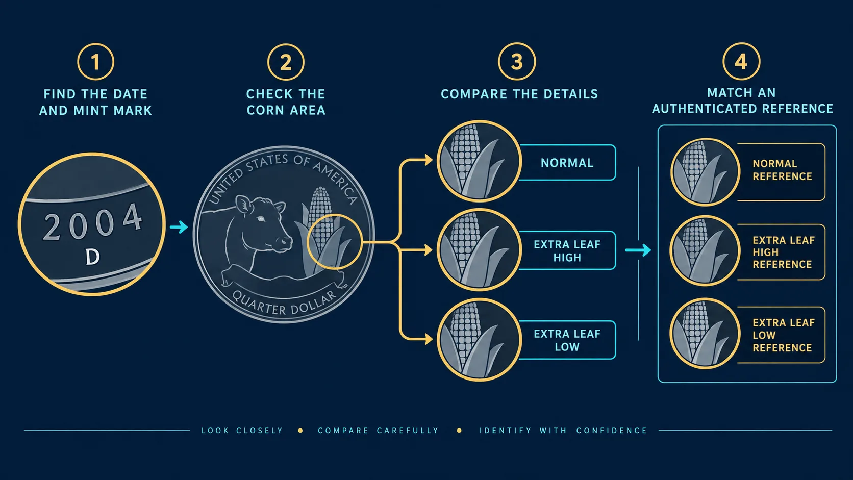 Editorial workflow for identifying a 2004-D Wisconsin Quarter