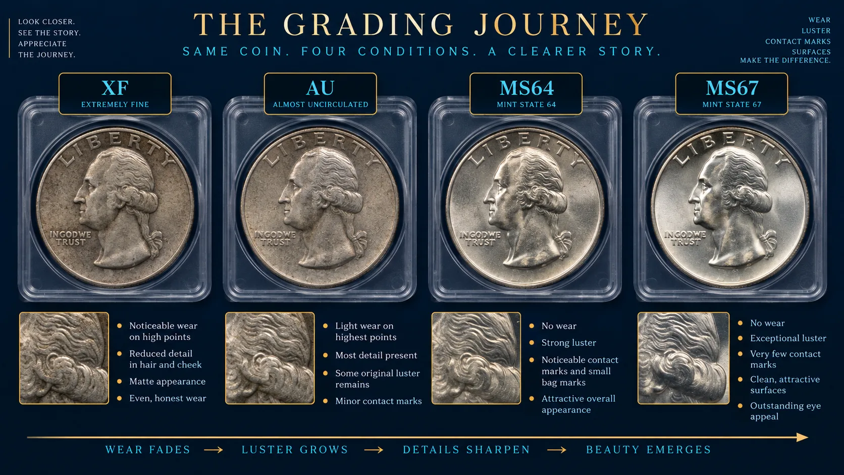 Editorial grade progression for Wisconsin Extra Leaf Quarter value
