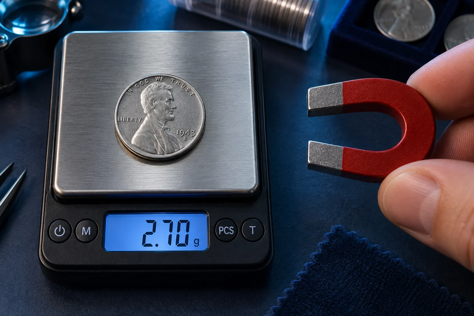 1943-S Steel Penny weight and magnet test