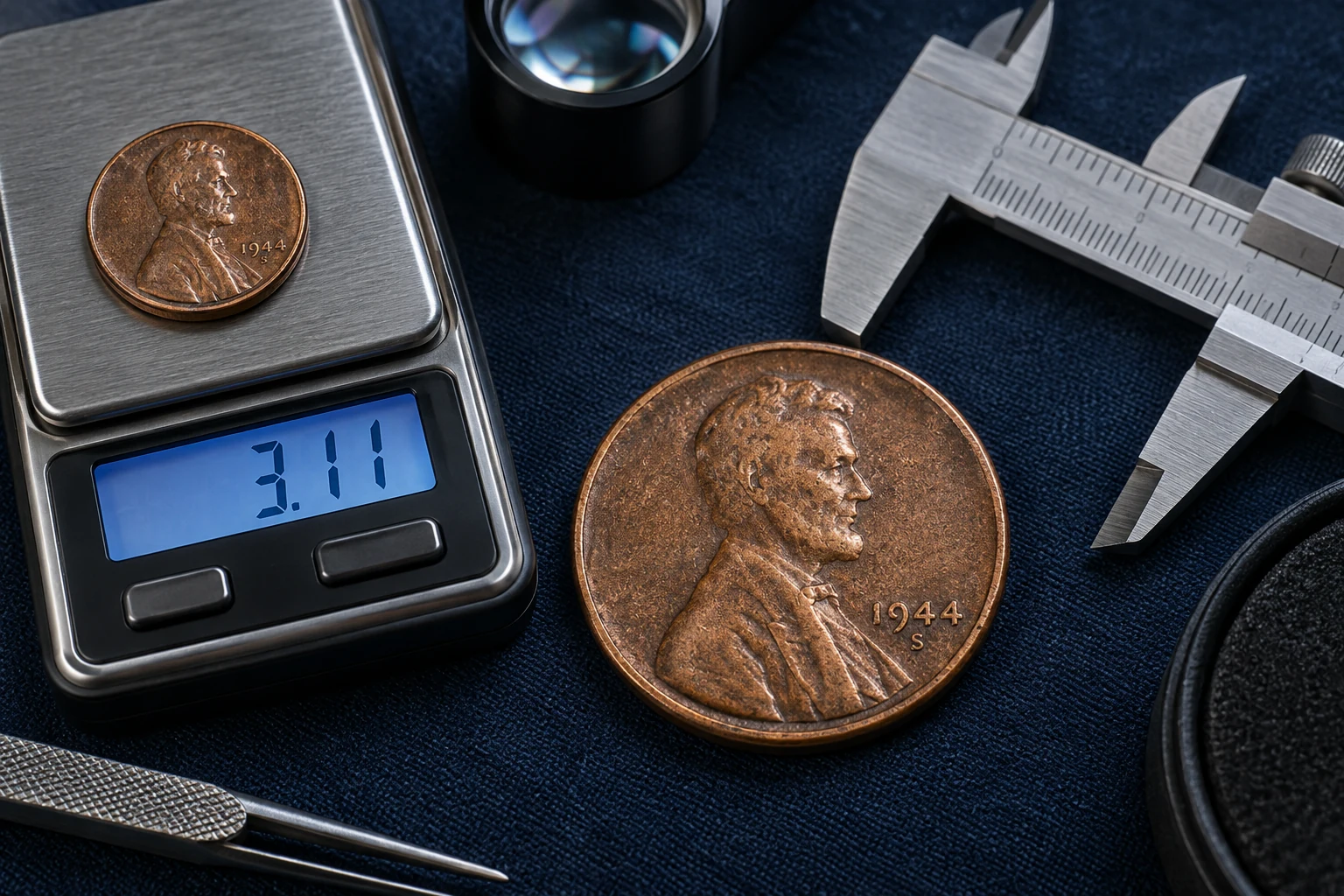 1944-S Wheat Penny weight and diameter checks