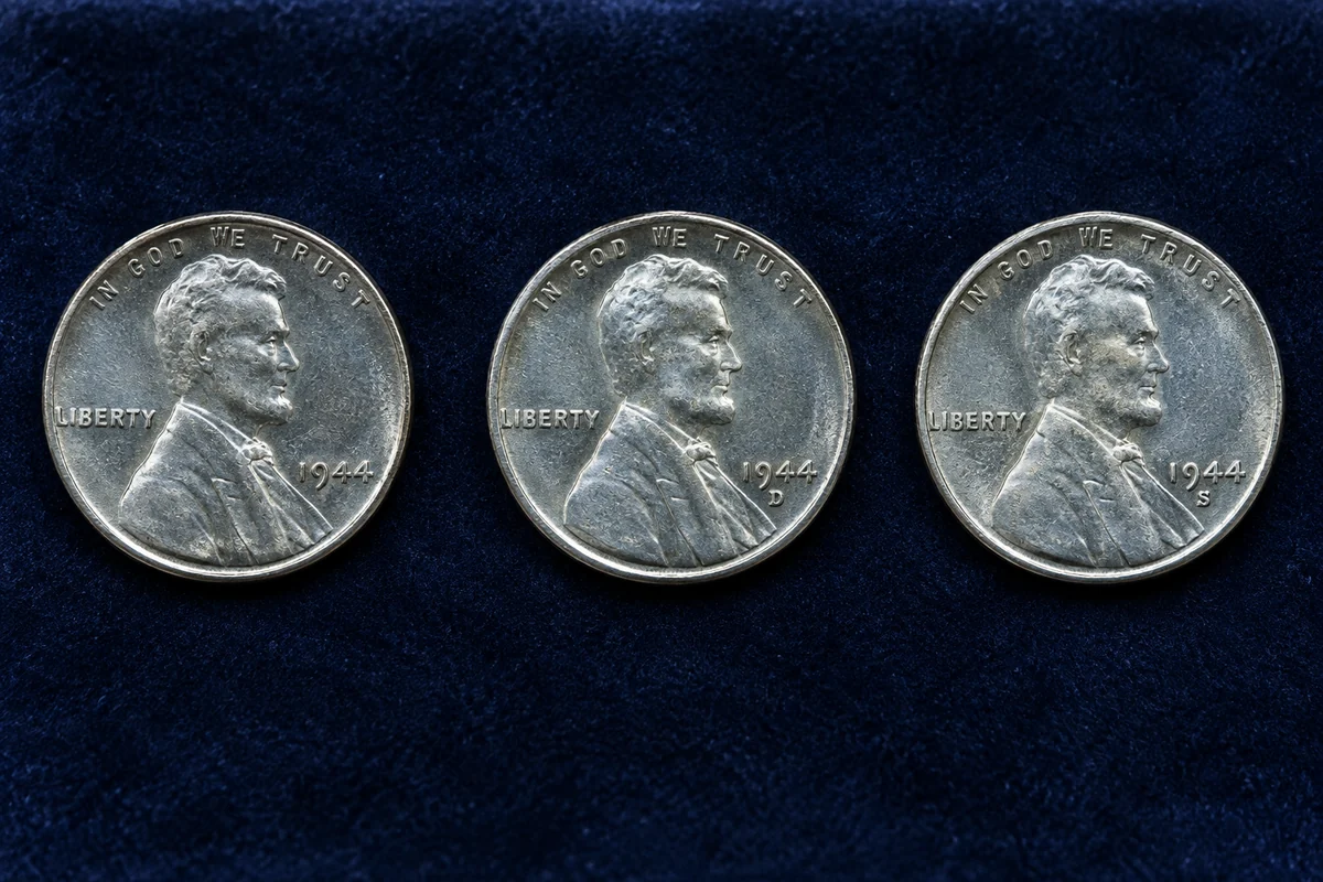 Philadelphia D and S mint marks on 1944 steel cents
