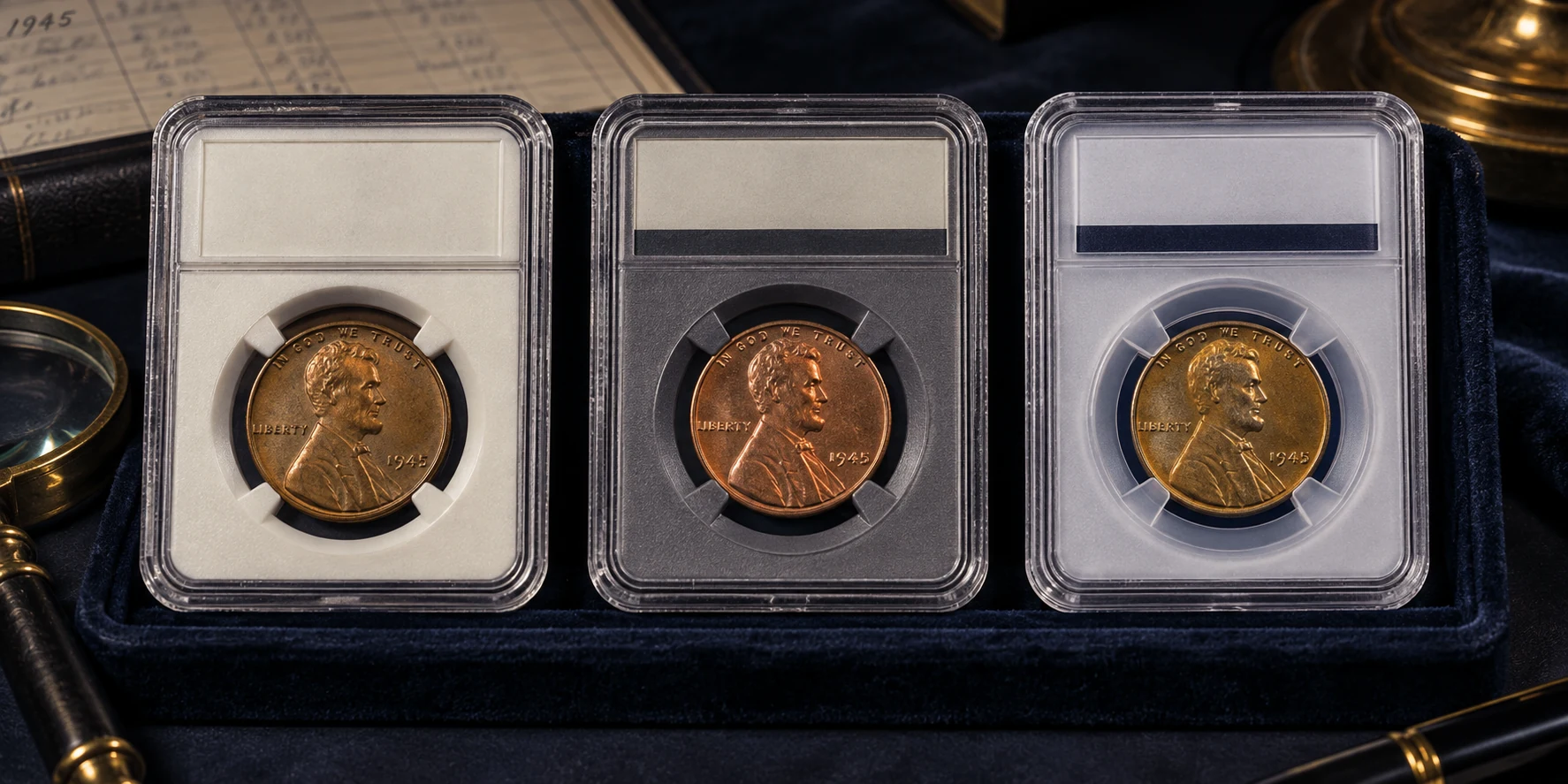 1945 Wheat Penny value comparison by mint mark