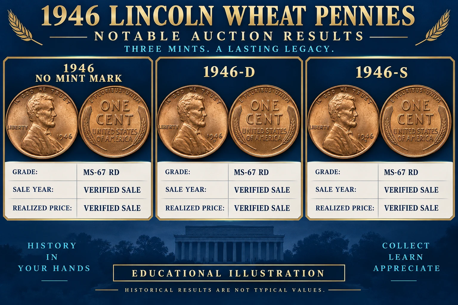 1946 Wheat Penny auction record verification illustration
